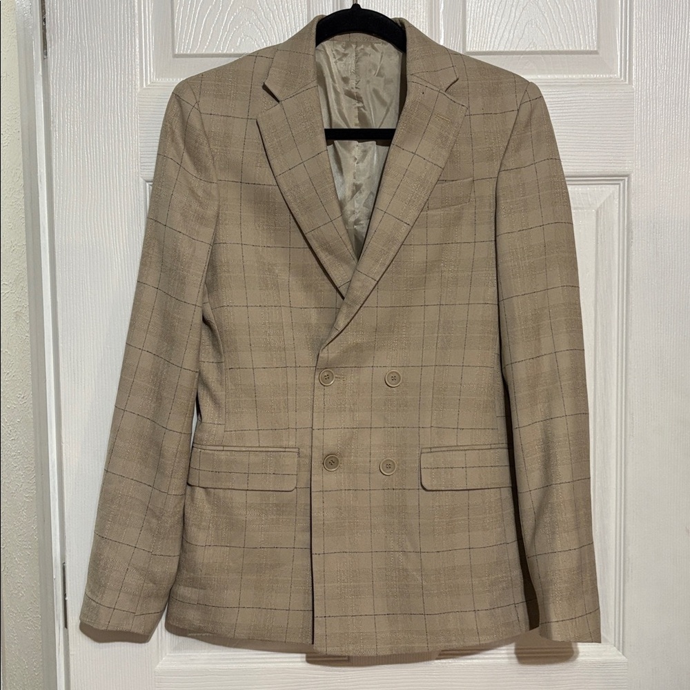 Men's Tan Plaid Blazer